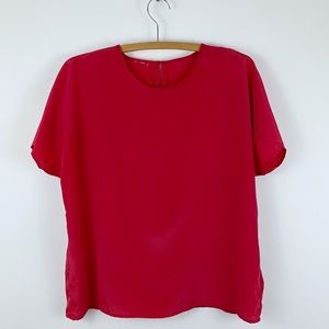 FINAL Vintage Silky Bright Red Lightweight Blouse
